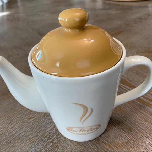 Tim Hortons White And Mustard Single Serve Teapot - Picture 2 of 7